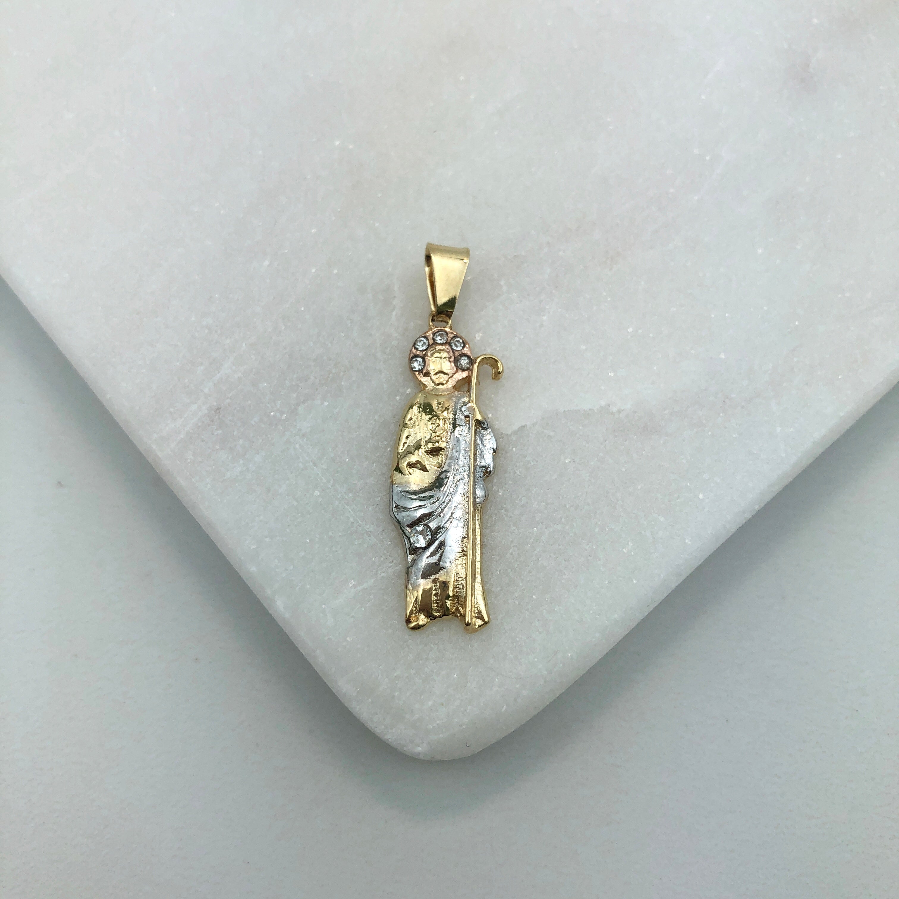 18K Gold Layered Oro Laminado 33mm Tri-Tone Saint Judas Pendant 31.0063/1
