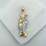 18K Gold Layered Oro Laminado Tri-Tone Clear CZ 70 mm Saint Judas Pendant 31.0064/1
