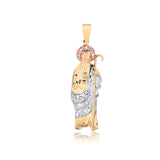 18K Gold Layered Oro Laminado Tri-Tone Clear CZ 70 mm Saint Judas Pendant 31.0064/1