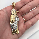 18K Gold Layered Oro Laminado Tri-Tone Clear CZ 70 mm Saint Judas Pendant 31.0064/1