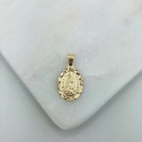 18K Gold Layered Oro Laminado Texturized Our Lady of Guadalupe Medal Pendant 31.0065