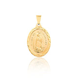 18K Gold Layered Oro Laminado Texturized Our Lady of Guadalupe Medal Pendant 31.0065