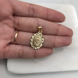 18K Gold Layered Oro Laminado Texturized Our Lady of Guadalupe Medal Pendant 31.0065