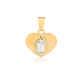 18K Gold Layered Oro Laminado Two Tone Heart Shape Our Lady of Guadalupe Pendant 31.0076