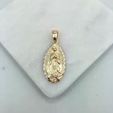 18K Gold Layered Oro Laminado Texturized Our Lady of Guadalupe Medal Pendant 31.0077