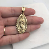 18K Gold Layered Oro Laminado Texturized Our Lady of Guadalupe Medal Pendant 31.0077