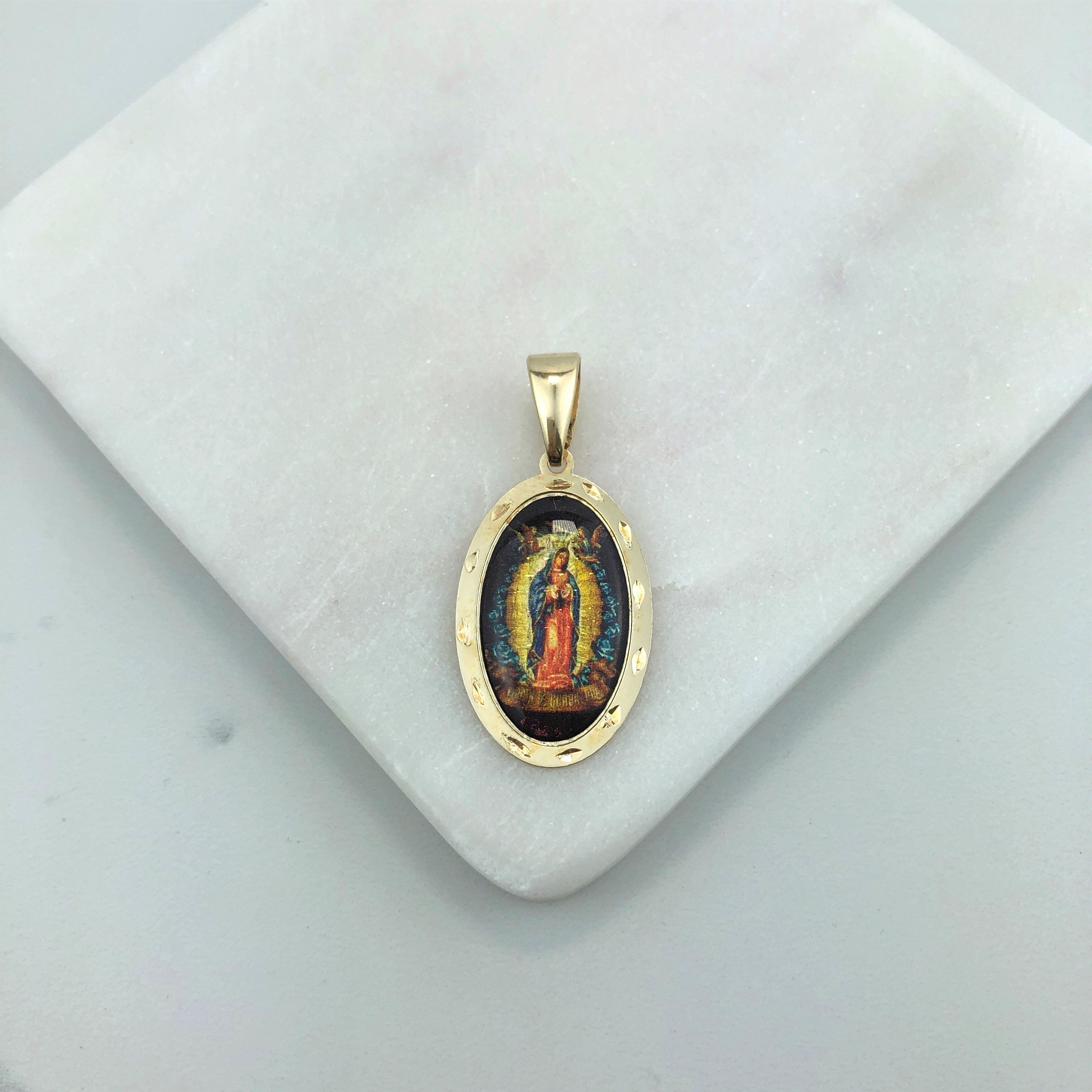 18K Gold Layered Oro LaminadoEnamel Our Lady of Guadalupe Pendant 31.0081/17