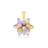 18K Gold Layered Oro Laminado Clear CZ  With Multicolor Marquese Pendant Flower Design 31.0086/30