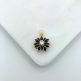 18K Gold Layered Oro Laminado Clear Cubic Zirconia Center with Assorted Marquise Rhinestone Flower Design Pendant 31.0098/2/3/7/17/30/92