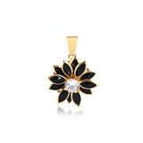 18K Gold Layered Oro Laminado Clear Cubic Zirconia Center with Assorted Marquise Rhinestone Flower Design Pendant 31.0098/2/3/7/17/30/92