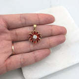 18K Gold Layered Oro Laminado Clear Cubic Zirconia Center with Assorted Marquise Rhinestone Flower Design Pendant 31.0098/2/3/7/17/30/92