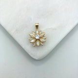 18K Gold Layered Oro Laminado Clear Cubic Zirconia Center with Assorted Marquise Rhinestone Flower Design Pendant 31.0098/2/3/7/17/30/92