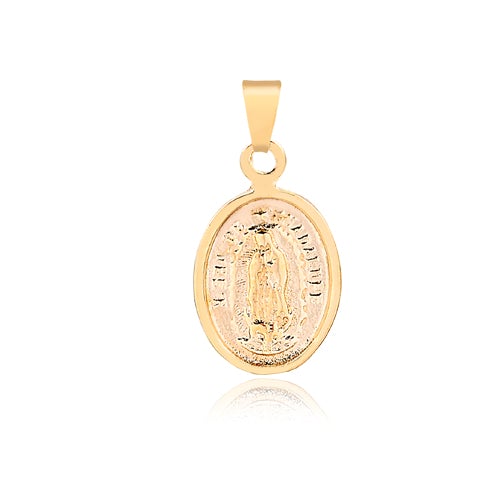 18K Gold Layered Oro Laminado 25mm Our Lady of Guadalupe Oval Medal Pendant 31.0109