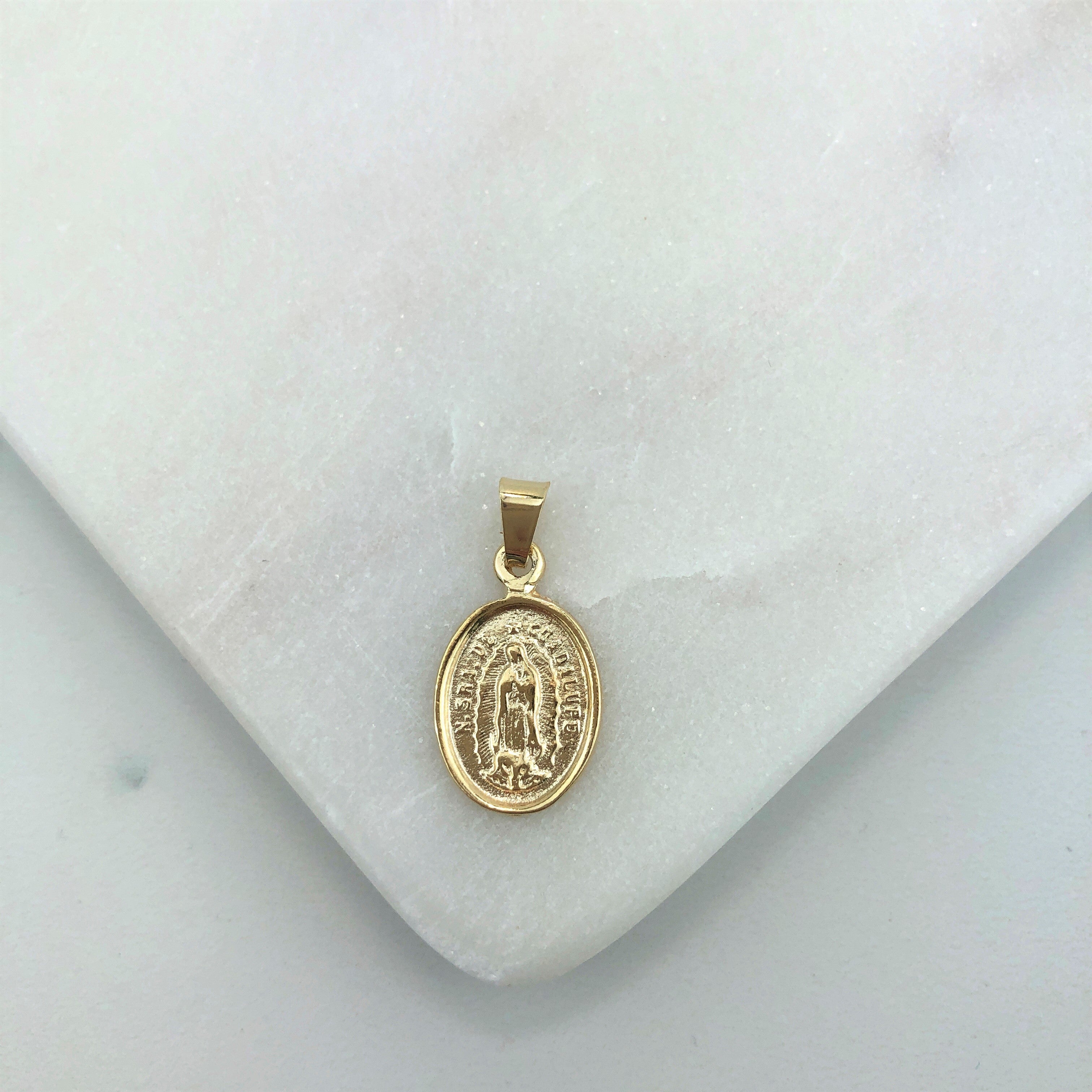 18K Gold Layered Oro Laminado 25mm Our Lady of Guadalupe Oval Medal Pendant 31.0109