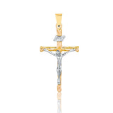 18K Gold Layered Oro Laminado 37mm Two Tone Jesus Cross INRI Pendant 31.0113