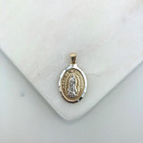 18K Gold Layered Oro Laminado 31mm Two Tone Our Lady of Guadalupe Oval Medal Pendant 31.0114