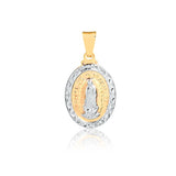 18K Gold Layered Oro Laminado 31mm Two Tone Our Lady of Guadalupe Oval Medal Pendant 31.0114