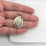 18K Gold Layered Oro Laminado 31mm Two Tone Our Lady of Guadalupe Oval Medal Pendant 31.0114