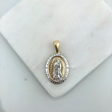 18K Gold Layered Oro Laminado 42mm Two Tone Our Lady of Guadalupe Oval Medal Pendant 31.0115