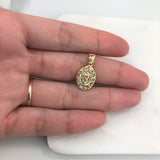 18K Gold Layered Oro Laminado Clear Cubic Zirconia Our Lady of Guadalupe (Virgen de Guadalupe) Medal Pendant Wholesale 31.0116/1