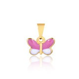 18K Gold Layered Oro Laminado White Pink Enamel Butterfly Design Kids Charm Wholesale 31.0124/7