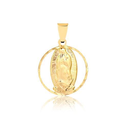 18K Gold Layered Oro Laminado Cut Out Our Lady of Guadalupe Medal Pendant Charm 31.0125