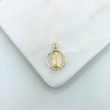 18K Gold Layered Oro Laminado Cut Out Our Lady of Guadalupe Medal Pendant Charm 31.0125