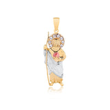 18K Gold Layered Oro Laminado 61mm Clear CZ Tri-Tone Saint Judas Pendant (Bulto) 31.0127/1