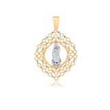 18K Gold Layered Oro Laminado Two-Tone Cut Out Design Our Lady of Guadalupe Pendant 31.0131