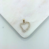 18K Gold Layered Oro Laminado Clear Cubic Zirconia Heart Shape Design Pendant 31.0202