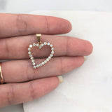 18K Gold Layered Oro Laminado Clear Cubic Zirconia Heart Shape Design Pendant 31.0202