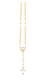 18K Gold Layered Oro Laminado CZ Details Heart & Dove Beaded Rosary 71.0136/1-20,22