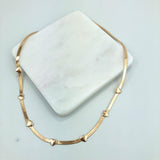 18K Gold Layered Oro Laminado Snake Herringbone Chain with Hearts Chain 72.0452-18