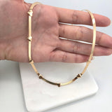 18K Gold Layered Oro Laminado Snake Herringbone Chain with Hearts Chain 72.0452-18