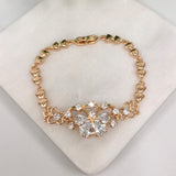 18K Gold Layered Oro Laminado Clear Cubic Zirconia Butterfly Design Gold Linked Bracelet 73.0114-7.5-7.5