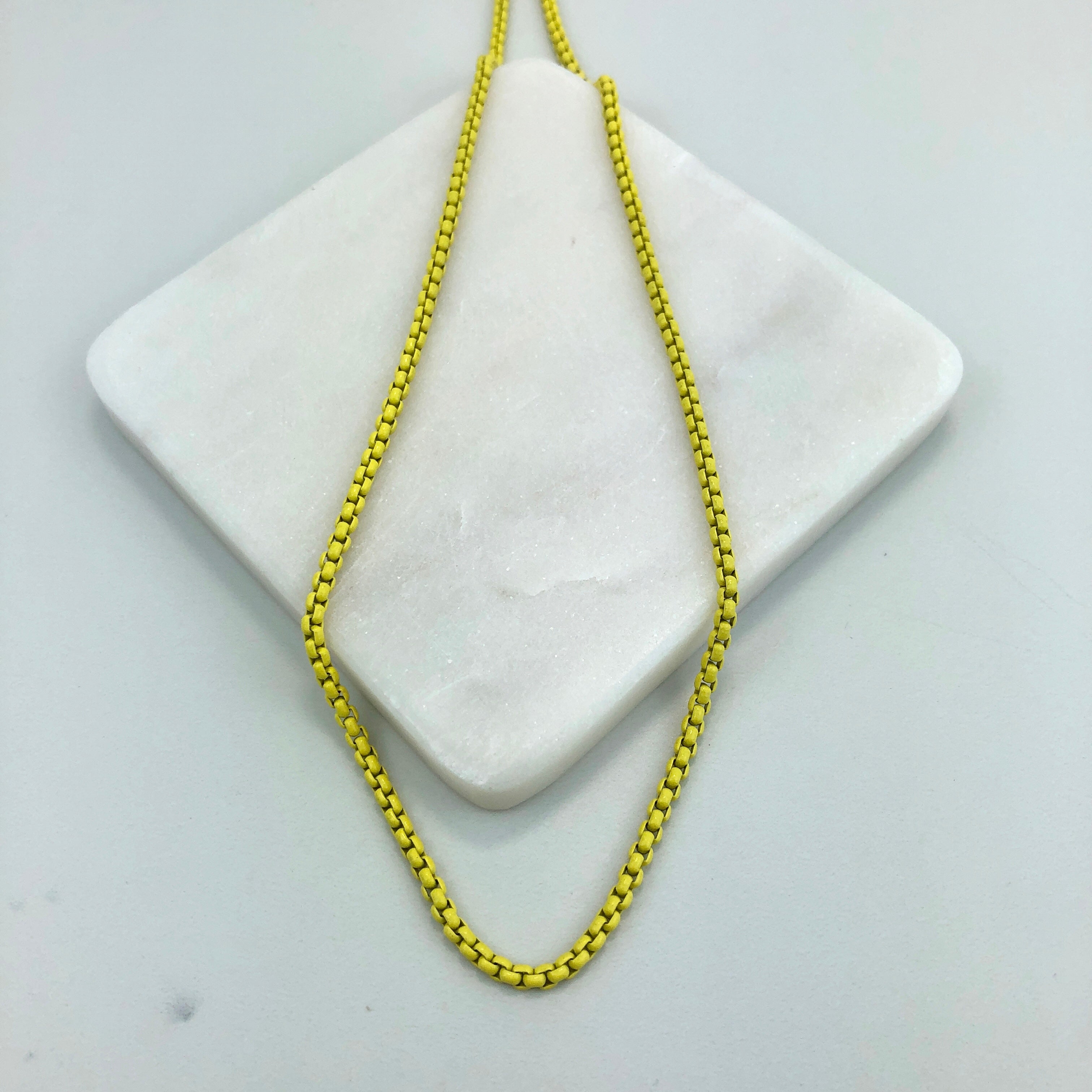 18K Gold Layered Oro Laminado Yellow Enamel Box Chain 73.0245/13-18