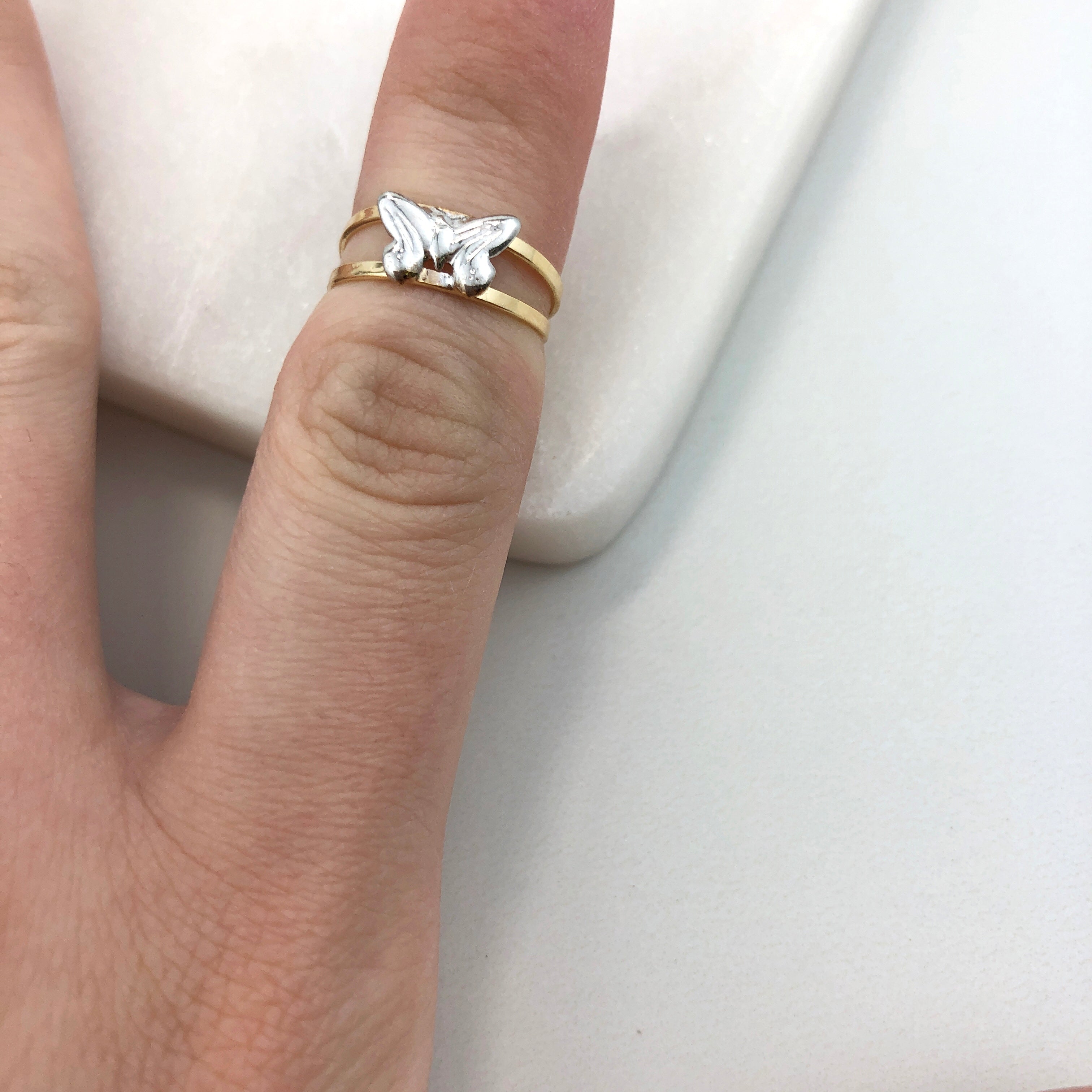 18K Gold Layered Oro Laminado Ring  Open-back and Double Shank