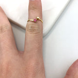 18K Gold Layered Oro Laminado Pink Cubic Zirconia Adjustable Open-Front Kids Ring 81.0039/7