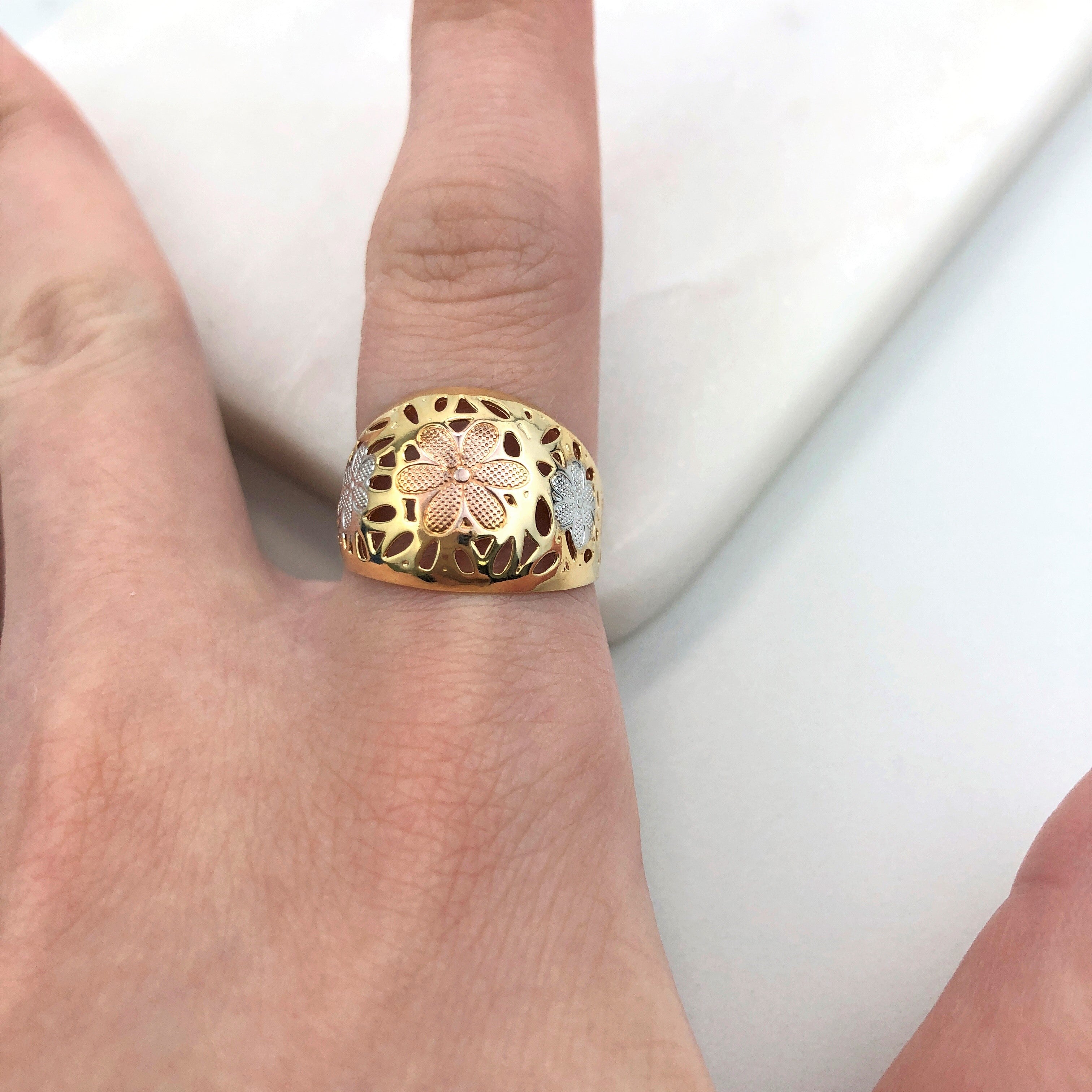 18K Gold Layered Oro Laminado Ring   Freeform Style