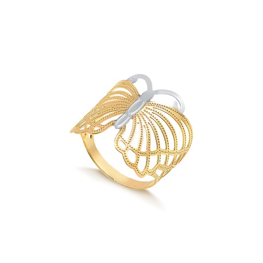 18K Gold Layered Oro Laminado Ring   Butterfly Form Style
