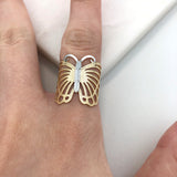 18K Gold Layered Oro Laminado Ring   Butterfly Form Style