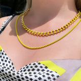 18K Gold Layered Oro Laminado Yellow Enamel Curb Link Chain Bracelet 73.0199-7.5