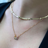 18K Gold Layered Oro Laminado Snake Herringbone Chain with Hearts Chain 72.0452-18
