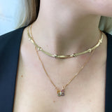 18K Gold Layered Oro Laminado Snake Herringbone Chain with Hearts Chain 72.0452-18