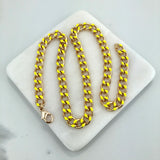 18K Gold Layered Oro Laminado Yellow Enamel Curb Link Chain 73.0199-18