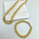 18K Gold Layered Oro Laminado Yellow Enamel Curb Link Chain Bracelet 73.0199-7.5