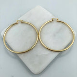 18K Gold Filled Oro Laminado 50 mm Double Texturized Twisted Hoops Wholesale 21.0241