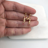 18K Gold Layered Pink CZ Dolphin Design Push Back Kids Earrings 21.0280/7