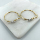 18K Gold Layered 34 mm Two Tone Cylinder Hoops with Elephant In The Middle 21.0340/1