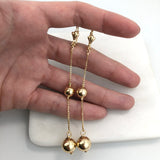 18K Gold Layered Shoulder Duster Stud Ball Leverback Earrings 21.0380